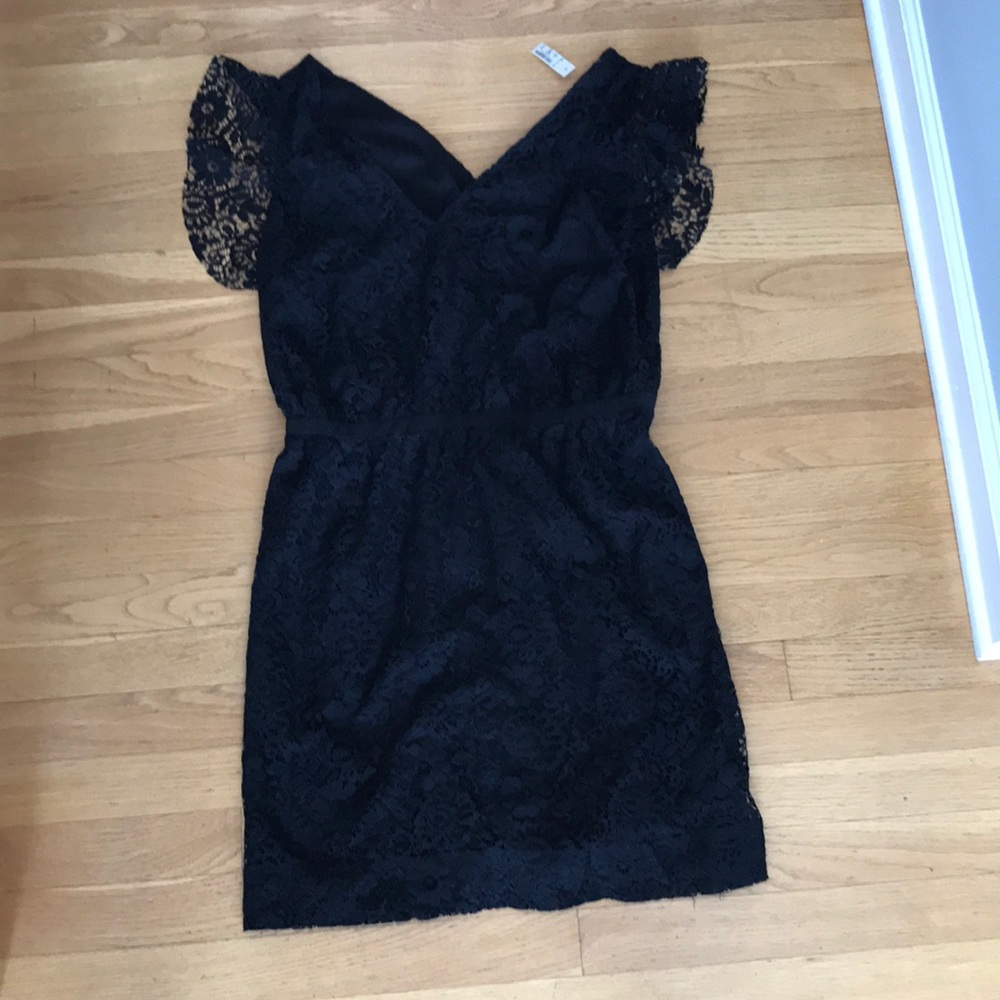 Madewell Black Lace Dress with Cap Sleeves